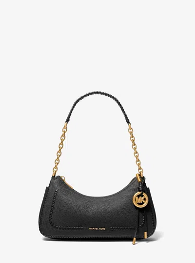 Michael Kors Nolita Medium Whipstitched Pebbled Leather Chain Pochette In Black