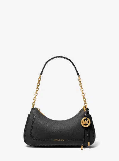 Michael Kors Nolita Medium Whipstitched Pebbled Leather Chain Pochette In Black
