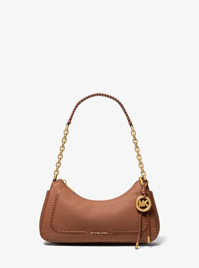 Michael Kors Nolita Medium Whipstitched Pebbled Leather Chain Pochette In Brown