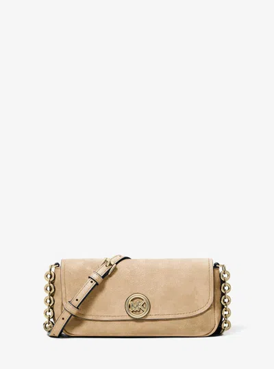 Michael Kors Nolita Small Nubuck Crossbody Bag In Brown