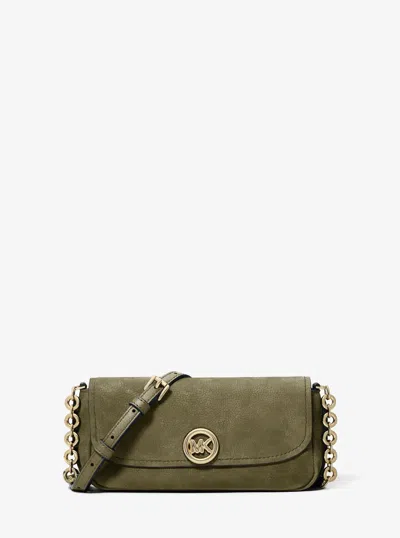 Michael Kors Nolita Small Nubuck Crossbody Bag In Green