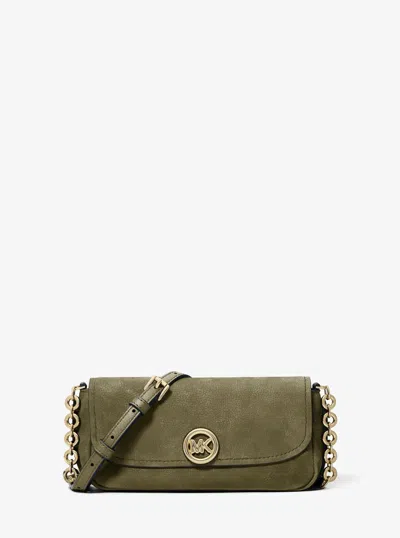 Michael Kors Nolita Small Nubuck Crossbody Bag In Green