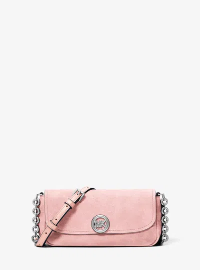 Michael Kors Nolita Small Nubuck Crossbody Bag In Pink