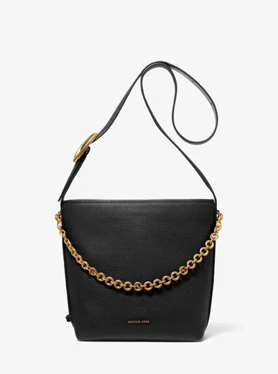 Michael Kors Nolita Small Pebbled Leather Bucket Tote Bag In Black