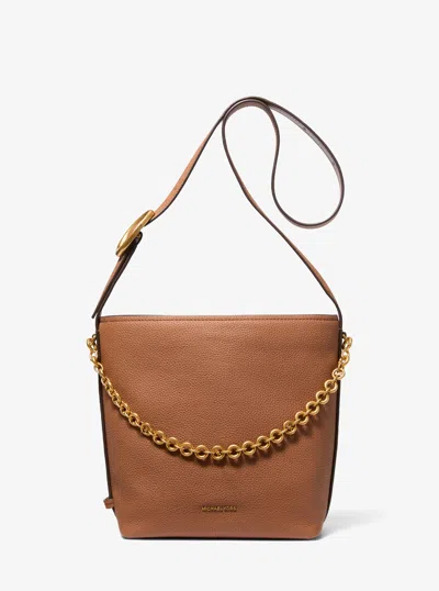 Michael Kors Nolita Small Pebbled Leather Bucket Tote Bag In Brown