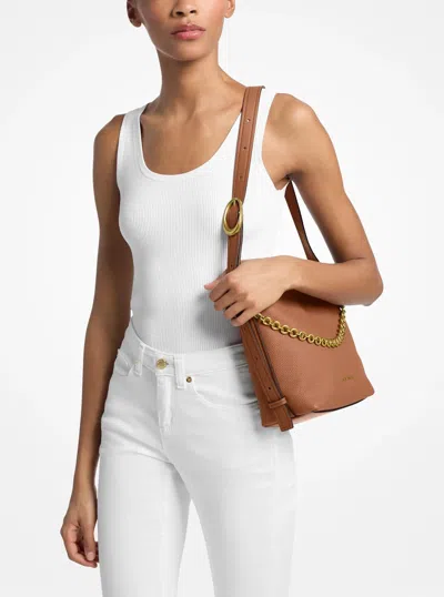 Michael Kors Nolita Small Pebbled Leather Bucket Tote Bag In Brown