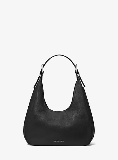 Michael Kors Nolita Small Pebbled Leather Hobo Shoulder Bag In Black