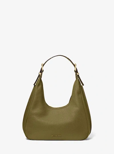 Michael Kors Nolita Small Pebbled Leather Hobo Shoulder Bag In Green