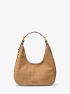 Michael Kors Nolita Small Studded Pebbled Nubuck Hobo Shoulder Bag In Natural