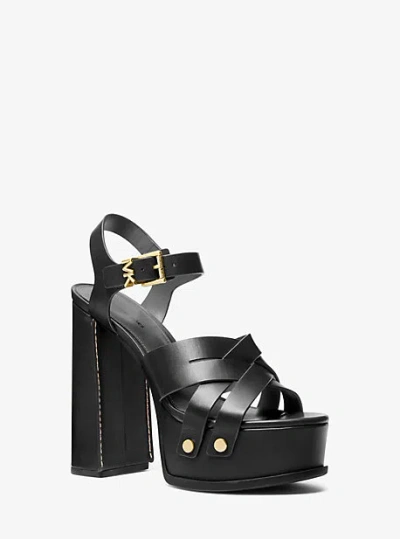Michael Kors Nora Leather Platform Sandal In Black