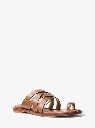 Michael Kors Nora Leather Sandal In Brown