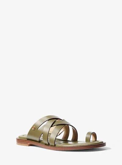 Michael Kors Nora Leather Sandal In Green