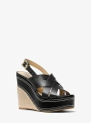 Michael Kors Nora Leather Wedge Sandal In Black