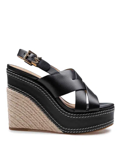 Michael Kors Nora Zeppa Sandal In Black Leather