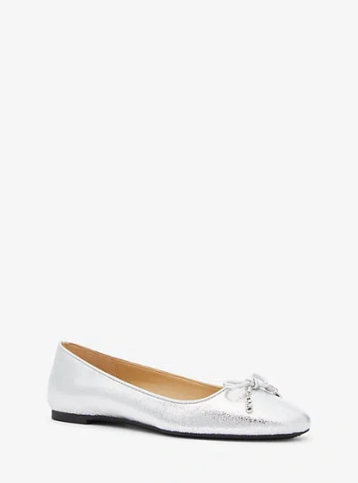 Michael Kors Nori Flex Metallic Leather Ballet Flat In Silver