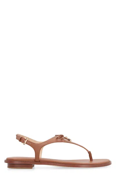 Michael Kors Nori Leather Sandals In Saddle Brown