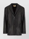 Michael Kors Notched Lapels Nappa Leather Jacket In Black