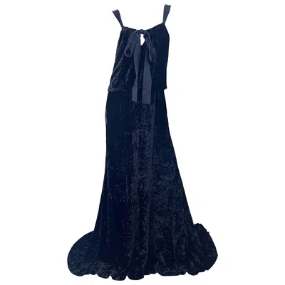 Pre-owned Michael Kors Nwt  Collection Fall 2006 Runway Size 6-8 Black Crushed Velvet Gown