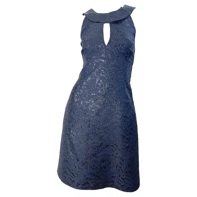 Pre-owned Michael Kors Nwt  Collection Size 10 / 12 Black Iridescent Feather Print Dress