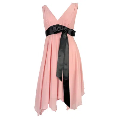 Pre-owned Michael Kors Nwt S/s 2007  Runway Pink Chiffon Flare Ribbon Trim Ballerina Dress