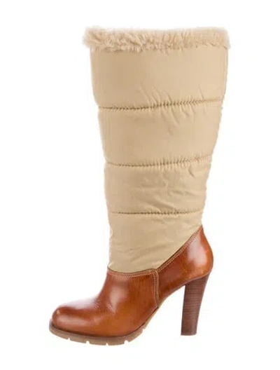Pre-owned Michael Kors Nylon Colorblock Pattern Snow Boots In Brown