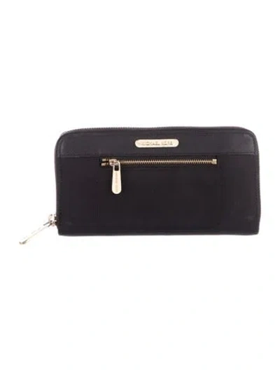 Pre-owned Michael Kors Nylon Continental Wallet In Black
