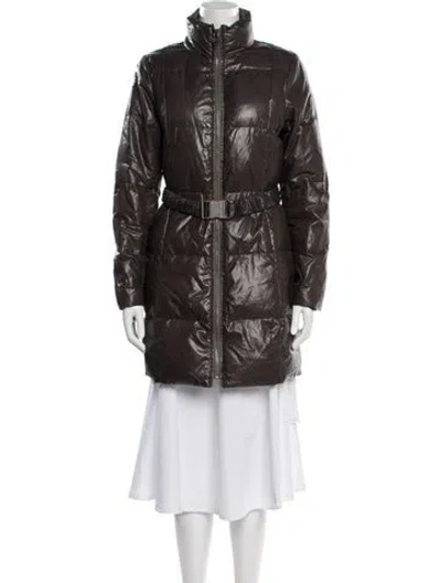 Pre-owned Michael Kors Nylon Down Coat In Brown