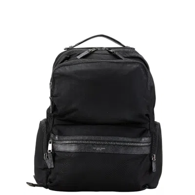Michael Kors Nylon Leather Backpack In Black