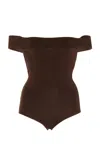 Michael Kors Off -the-shoulder Bodysuit In Brown