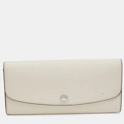 Pre-owned Michael Kors Off White Leather Flap Continental Wallet