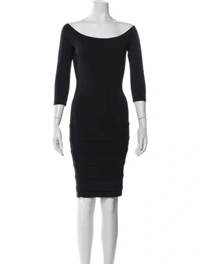 Pre-owned Michael Kors Off-the-shoulder Knee-length Dress In Blue