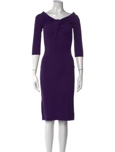 Pre-owned Michael Kors Off-the-shoulder Knee-length Dress In Purple