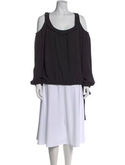 Pre-owned Michael Kors Off-the-shoulder Long Sleeve Blouse In Black