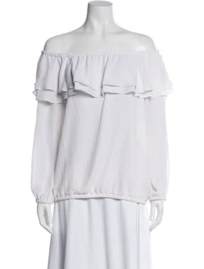Pre-owned Michael Kors Off-the-shoulder Long Sleeve Blouse In White