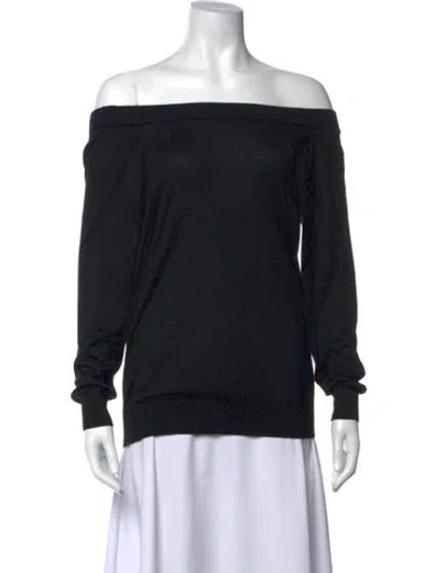 Pre-owned Michael Kors Off-the-shoulder Long Sleeve Top In Black