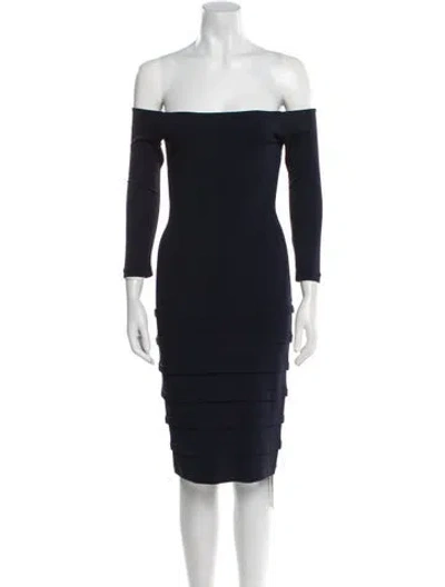 Pre-owned Michael Kors Off-the-shoulder Mini Dress In Blue