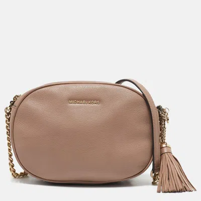 Pre-owned Michael Kors Old Rose Leather Ginny Crossbody Bag In Pink