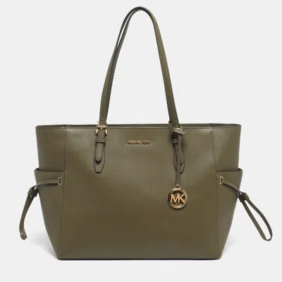 Pre-owned Michael Kors Olive Green Saffiano Leather Large Gilly Tote