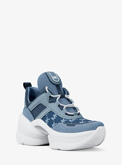 Michael Kors Olympia Denim Trainer In Blue