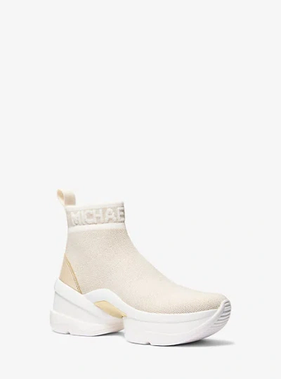 Michael Kors Olympia Metallic Stretch Knit Boot In Gold