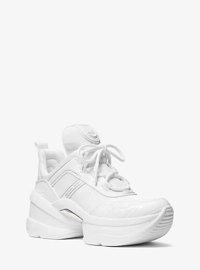 Michael Kors Olympia Mixed-media Trainer In White