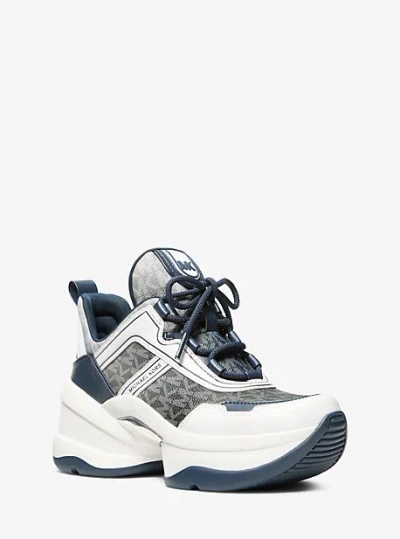 Michael Kors Olympia Ombré Signature Logo Trainer In Blue