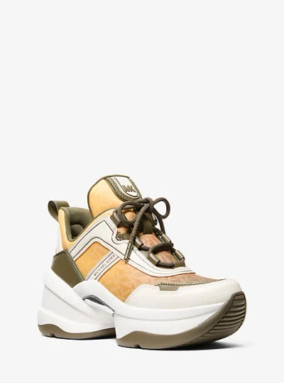 Michael Kors Olympia Ombré Signature Logo Trainer In Green