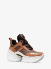 Michael Kors Olympia Signature Logo Trainer In Brown