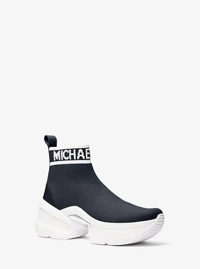 Michael Kors Olympia Stretch Knit Boot In Blue