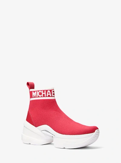 Michael Kors Olympia Stretch Knit Boot In Red
