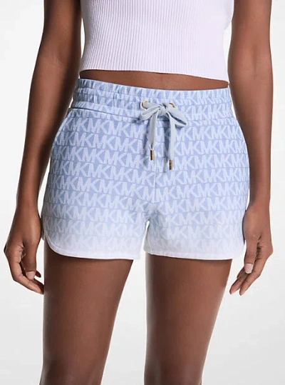 Michael Kors Ombré Logo Cotton Blend Shorts In Blue