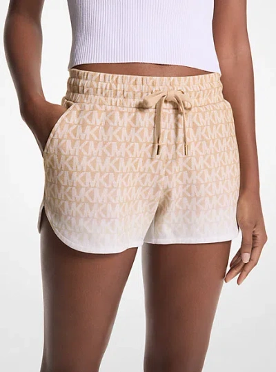 Michael Kors Ombré Logo Cotton Blend Shorts In Natural