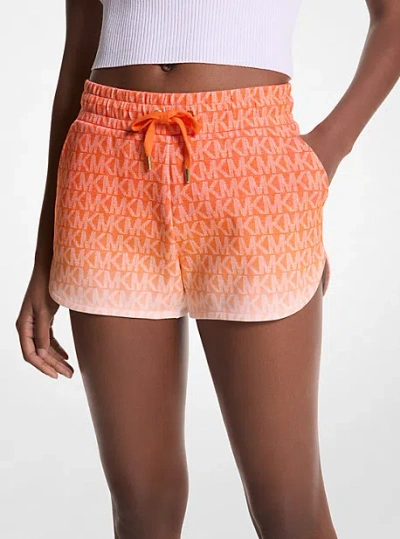 Michael Kors Ombré Logo Cotton Blend Shorts In Orange