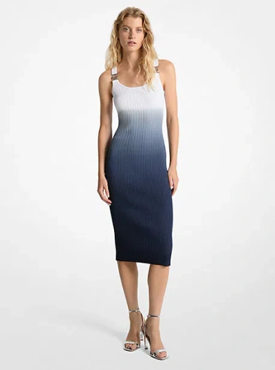 Michael Kors Ombré Ribbed Stretch Viscose Dress In Blue